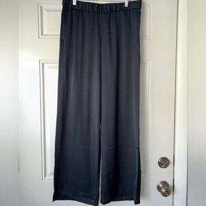 NWT J.Jill Greystone Wide Leg Pull-on Satin Pants Elastic Waist Size LP Pockets